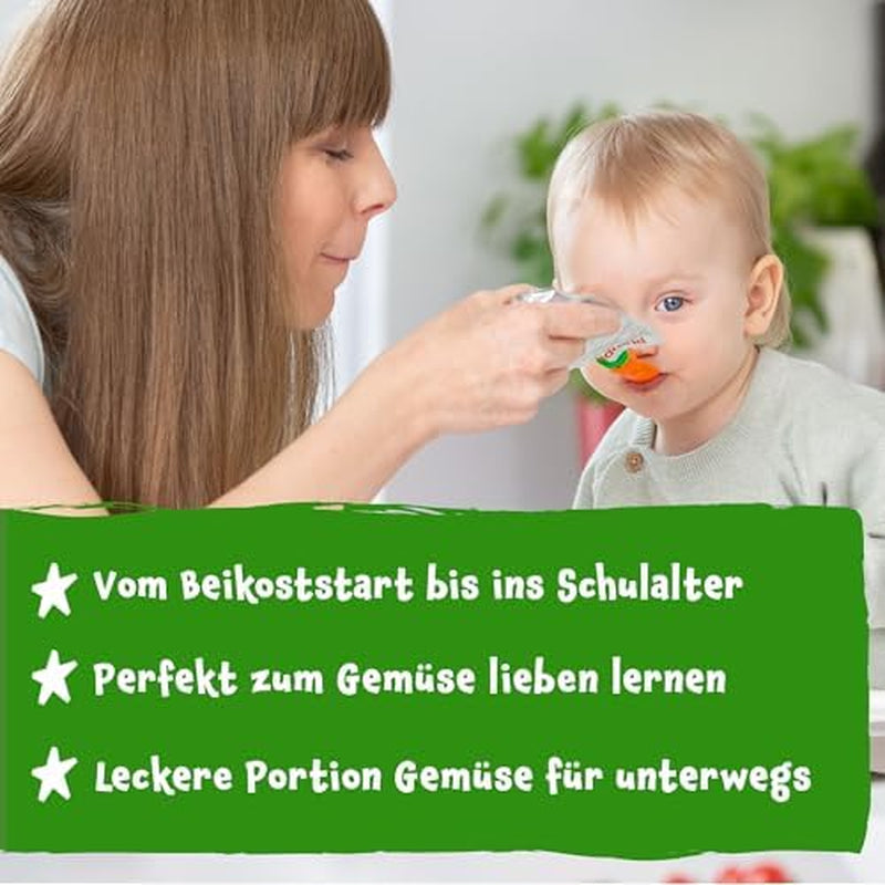 Pumpkin Organics bags of organic vegetables and cereals, pack of 8: Pear, Strawberries, Sweet potatoes, Beetroot, Banana, Oats - No added sugar¹ - From 6 months - as a snack or complementary food in the package (8 x 100g)