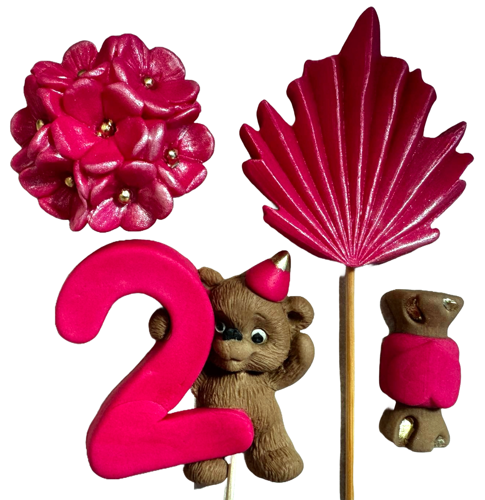 Set 4 decoratiuni comestibile din zahar, 2 ANI Decoratiuni din Pasta de Zahar Naty Shop