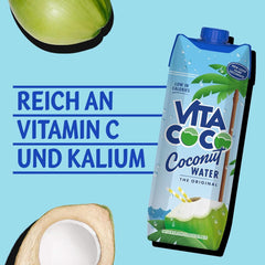 Vita Coco Pure Coconut Water 6 x 1 liter, natural moisturizer with electrolytes, gluten-free, full of vitamin C and potassium Naty Shop