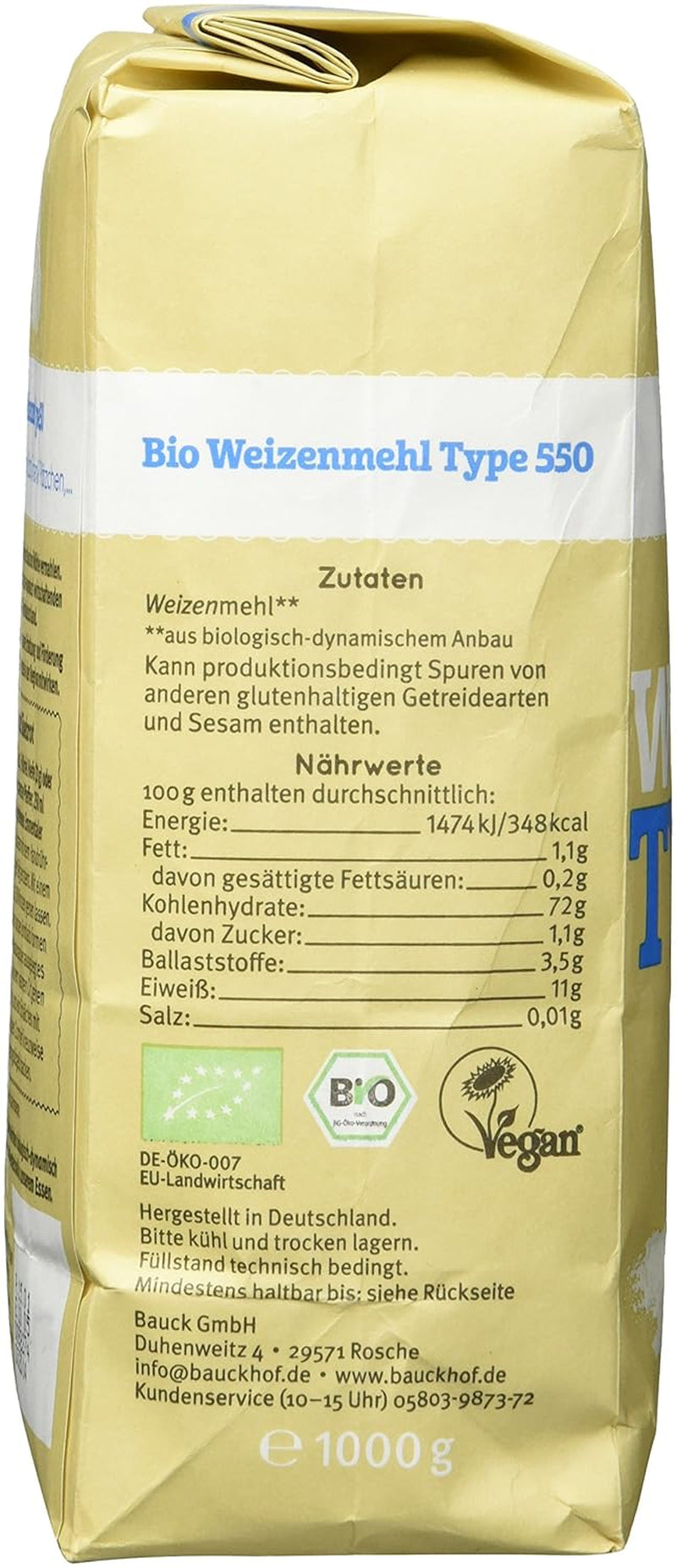 Wheat flour Hof type 550 Demeter, 1 kg