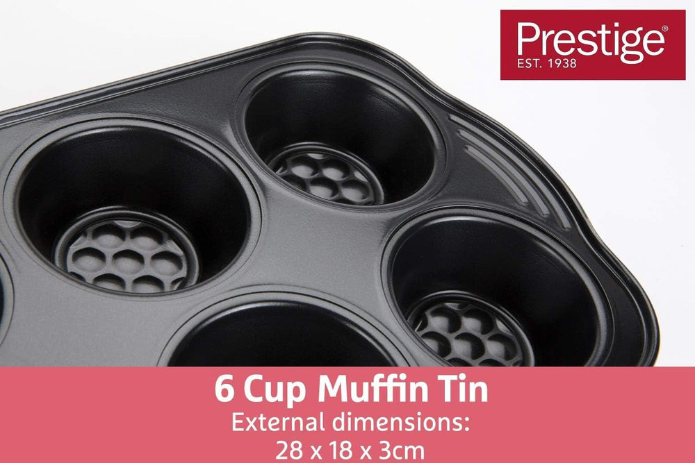 Prestige 48227 Aerolift Muffin Zinn, Carbon Steel, Schwarz Molds and baking trays Naty Shop