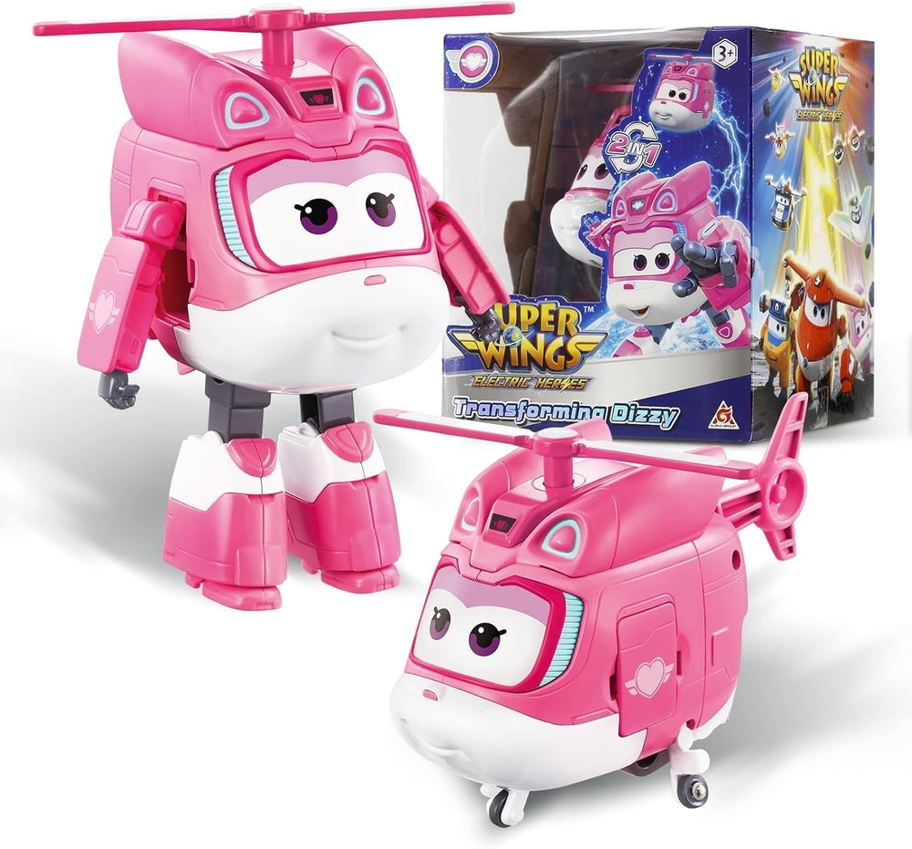 Super Wings Transformation Plane Supercharged Traver, Approx. 12.7 Cm Big Kids Play Figure Toy Airplane and Robot Figure for Boys and Girls Over 3 Years Old Silver Action Figures Naty Shop Dizzy