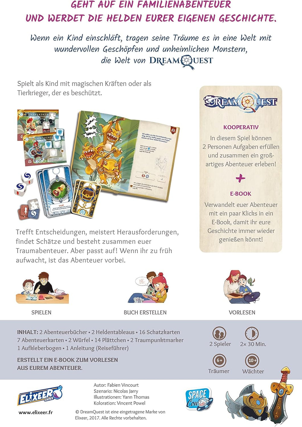 Space Cow, DreamQuest, Kids Game, Stories, 2 Players, Ages 6+, 30 Minutes, German