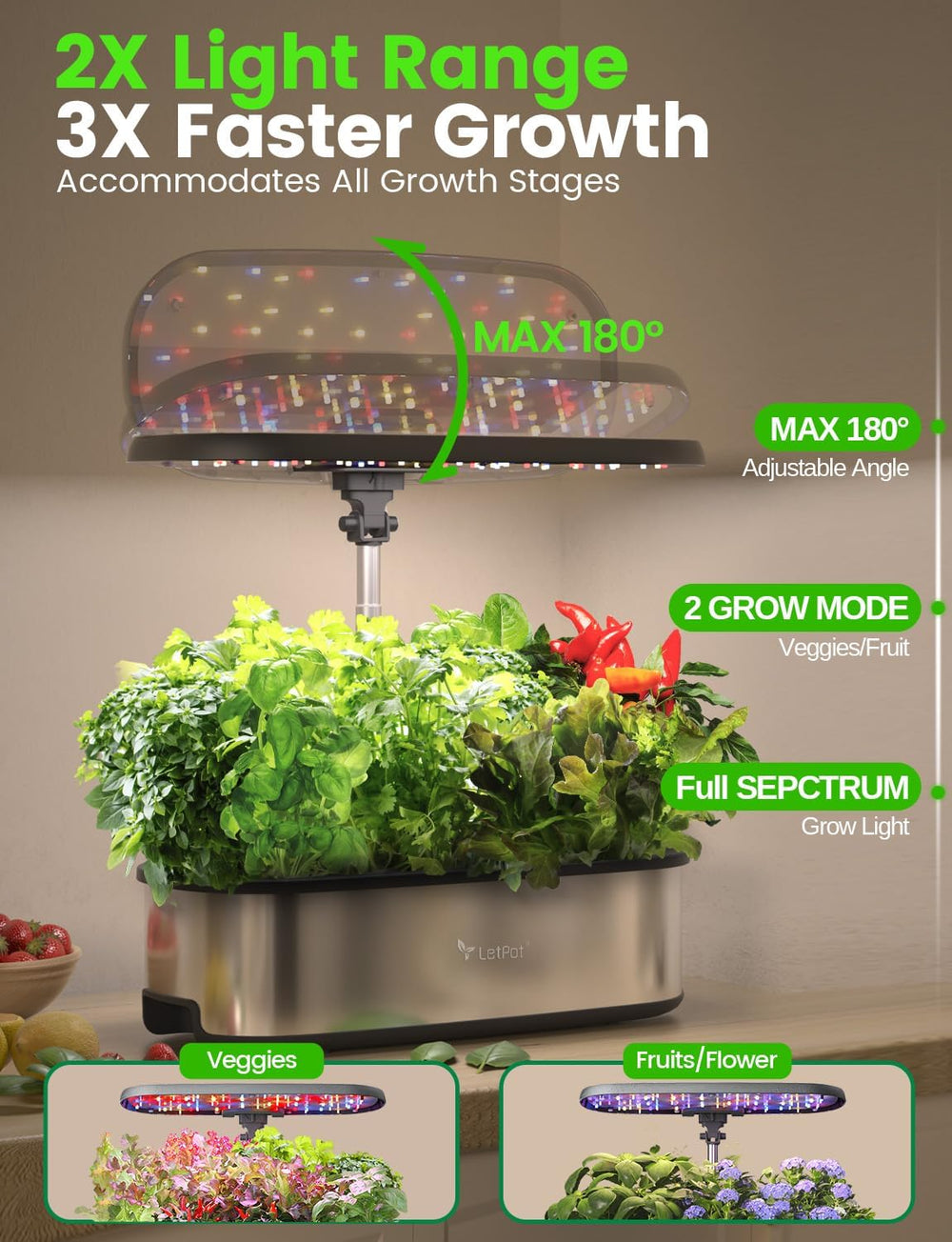 LPH-SE WiFi Hydroponic Grow System, 12 Pot Indoor Smart Herb Garden Kit, Indoor Garden with 24W LED Grow Light, 5.5L Water Tank, Pumping System, Auto Timer