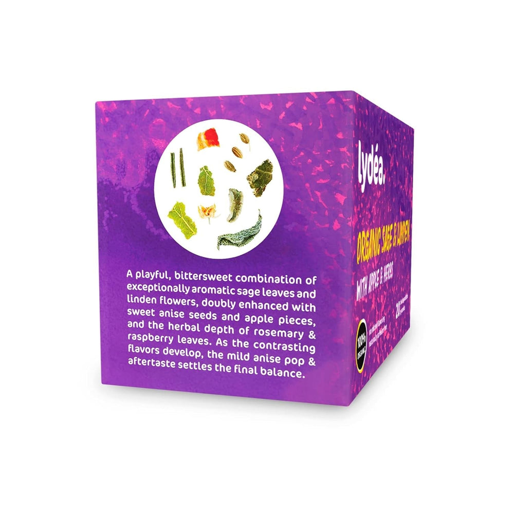 Lydea Ceai din plante bio, salvie și tei cu mere și ierburi, 60 piramide, pachet de 3 [3 x 20 piramide]
