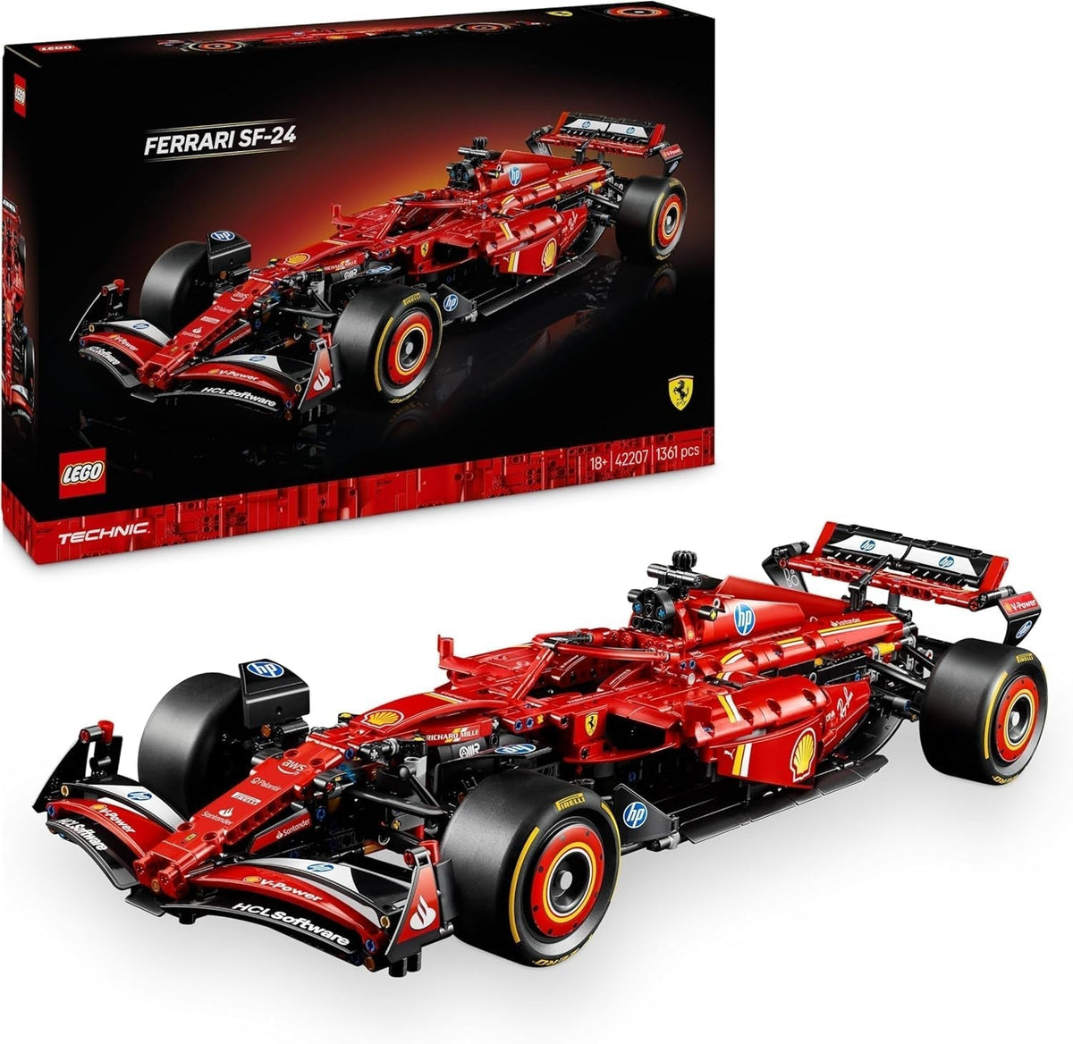LEGO Technic Ferrari SF-24 F1 Race Car - Model car for adults - Formula 1 collectible set - V6 engine, gearbox, steering and DRS in 1:8 scale - Gift for fans of motor sports and racing cars 42207 Building sets Beuche den LEGO-Store Default title