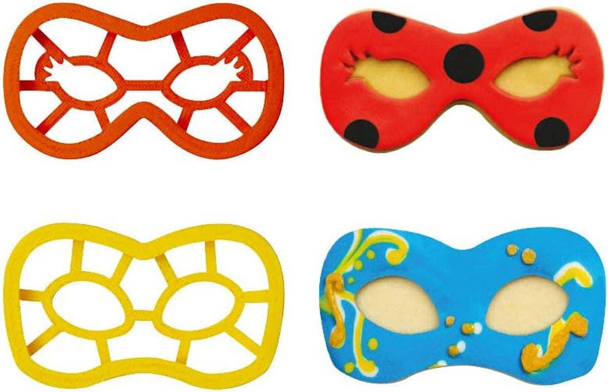 , 0255136 Karnevalmasken-Ausstechformen-Set, Das ideale Set zur Herstellung von Fondant- oder Gummidekorationen, Made in Italy, Original design. 2 Stück-Packung.
