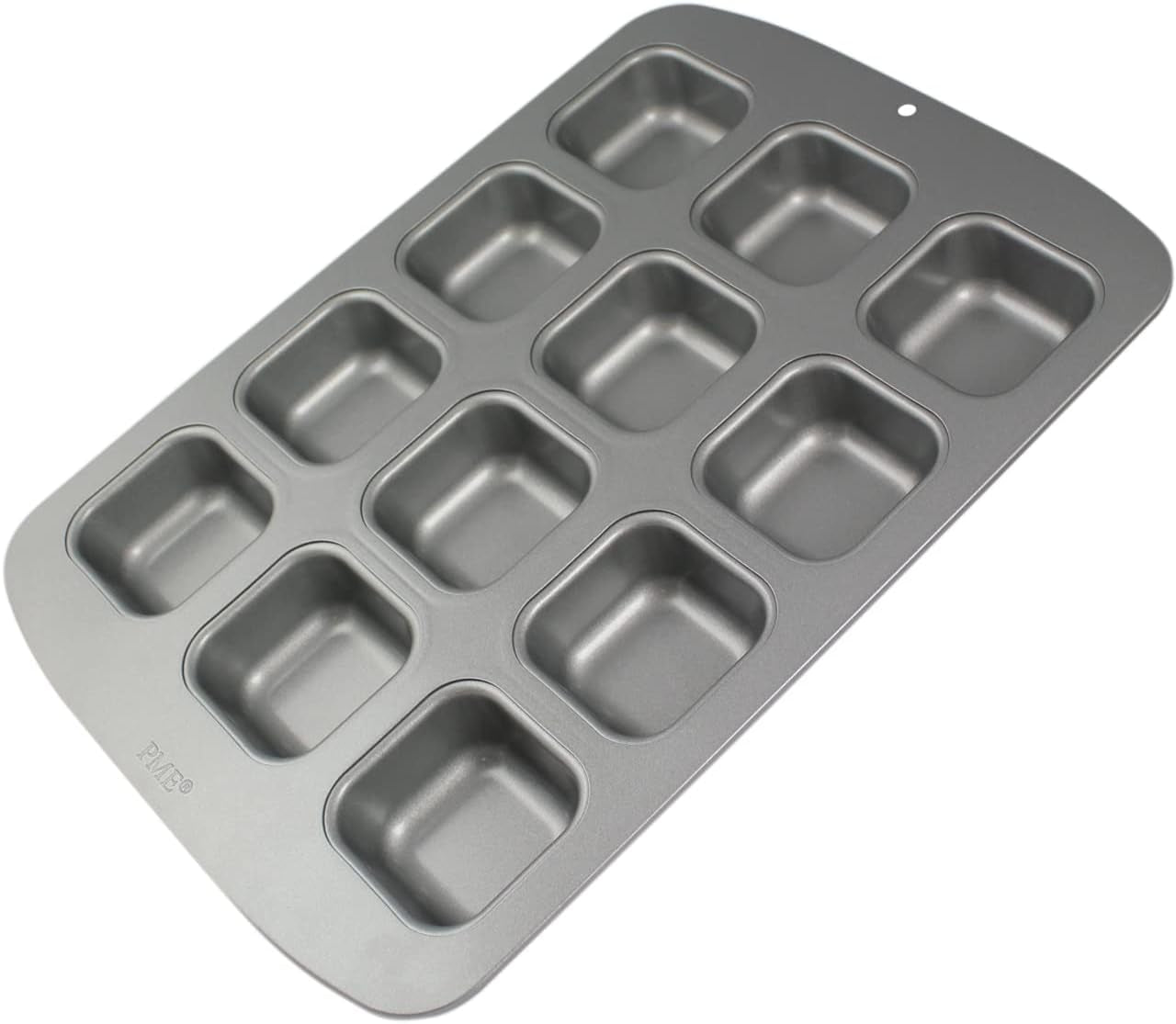 CSB106 Quadratische Antihaftbeschichtete Backform Mit 12 Minilöchern Aus Karbonstahl, Edelstahl, Silver, 37.3 X 26.1 X 3.1 Cm Molds and trays for baking Naty Shop