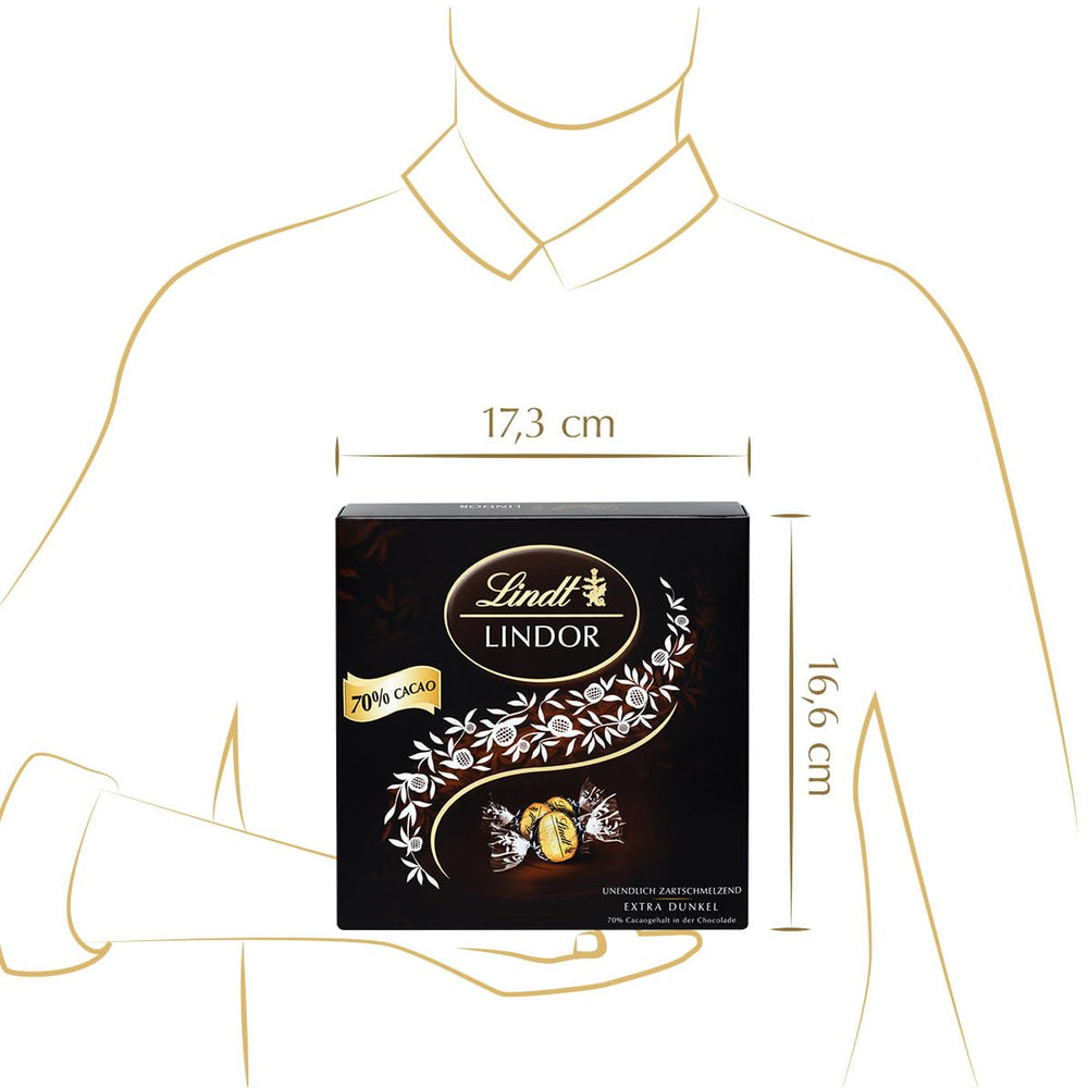 Gift box LINDOR Extra Black 70% Cacao, Gift chocolate, approx. 15 LINDOR truffles, 186 g (pack of 2)