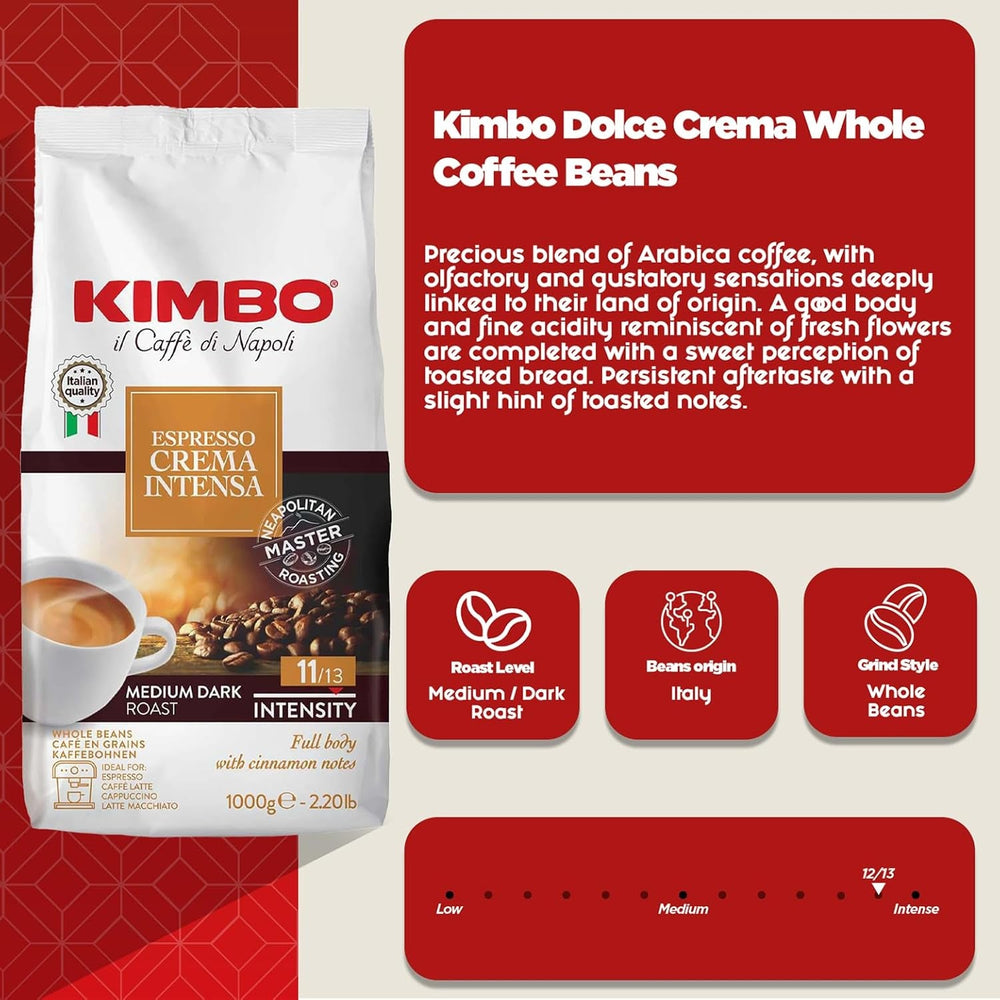 Espresso Crema Intesa, 6 boabe de cafea x 1 kg, amestec corpolent și intens, intensitate 11/13, prăjire medie, 6 pachete a câte 1 kg
