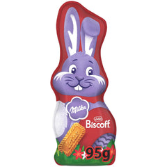 Milka Smiling Bunny Biscoff – delicate Easter bunny with chocolate and pieces of Lotus Biscoff biscuits – 95g