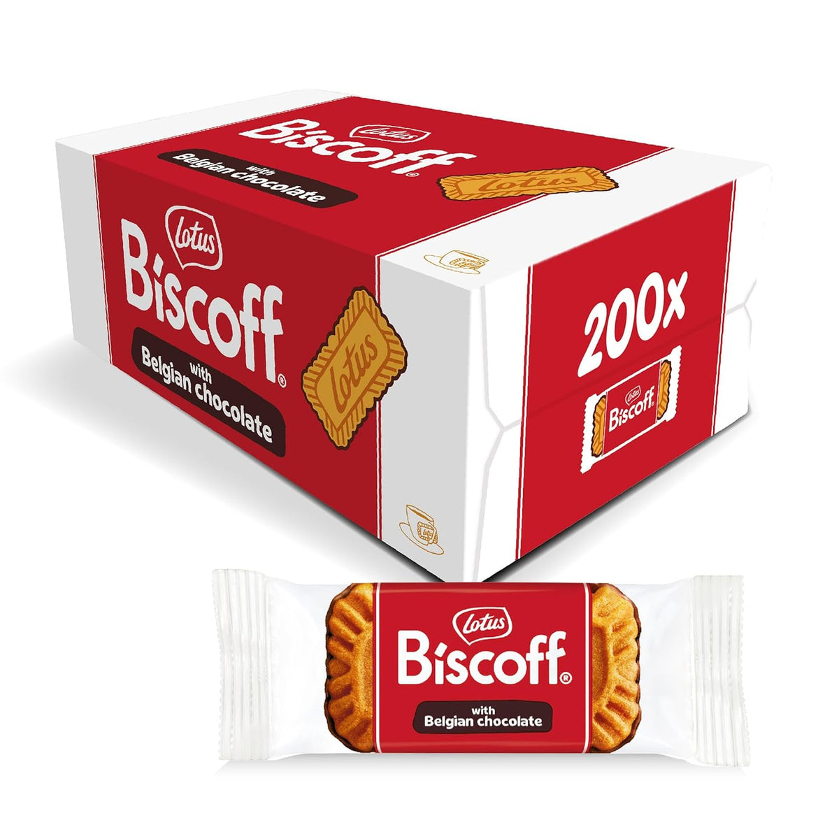 Lotus Biscoff | Caramelized Biscuits with Chocolate Glaze | 200 individually wrapped biscuits | Only natural ingredients | No artificial colors or flavors | 200 x 1| 1.47 kg