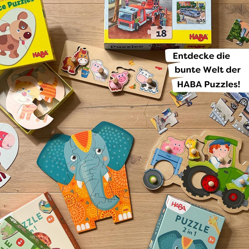 HABA Fire Brigade Puzzle - 3 Piece Set for Kids 3 Years and Up Police and Ambulance Cardboard Puzzle - Promotes Fine Motor Skills and Concentration - 1302759001 Puzzle Naty Shop