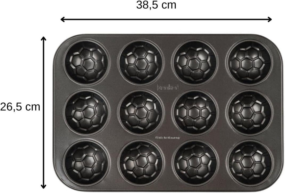 Zenker 12Er Muffinform – Muffinbackblech Für Muffins Und Cupcakes Aus Der Serie Soccer Baking– Hitzebeständiges 12Er Muffinblech Mit Antihaftbeschichtung, Schwarz Molds and trays for baking Naty Shop