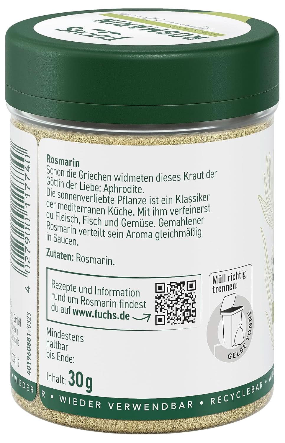 Fuchs - Ground Rosemary - For seasoning fish, meat and vegetables, 30 grams Condimente Naty Shop