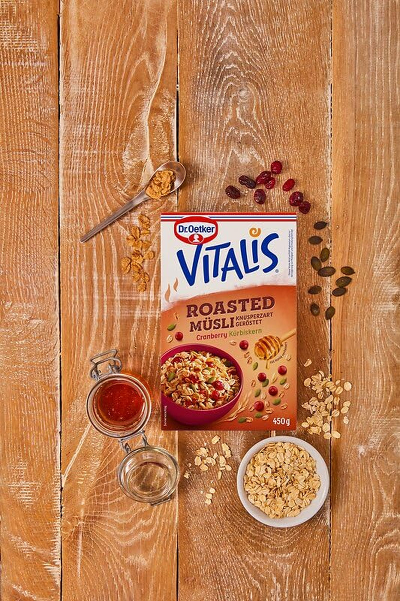 Dr. Oetker Vitalis Toasted Muesli with Cranberries and Pumpkin Seeds: Toasted Muesli with Dried Cranberries, Pack of 8 (8 x 501g)