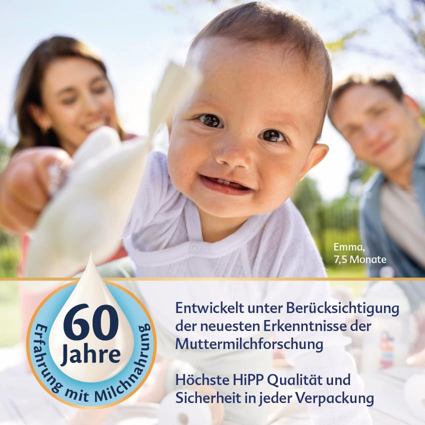 HiPP PRE organic infant milk (4 x 600g), from birth, contains only lactose as a carbohydrate, of the best organic quality