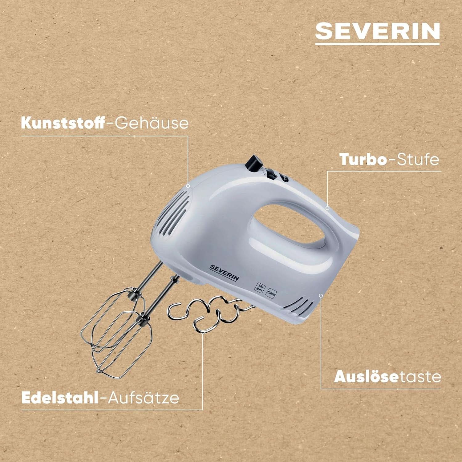 SEVERIN Handmixer HM3820 (LBH 20X9X14 Cm) LBH 20X9X14 Cm Weiß Kitchen Naty Shop