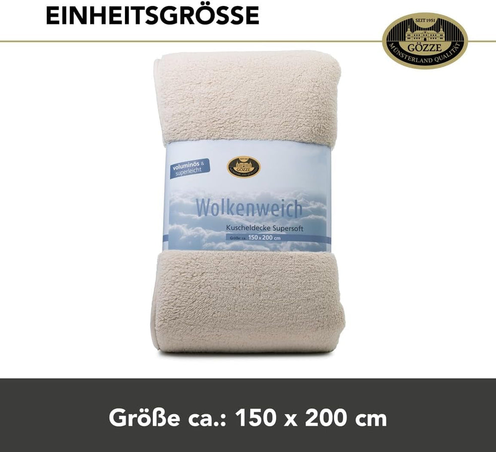Gözze - Cloud soft cuddly blanket, sheepskin imitation, 100% polyester (microfibre), 150 X 200 Cm - Camel Duvets and quilts Naty Shop