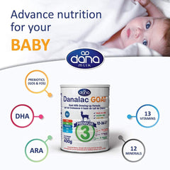 Danalac (Pack of 1) Advanced Goat Milk Formula for Growth 800g Baby Milk Powder Stage 3 for Toddlers and Babies 1-3 Years