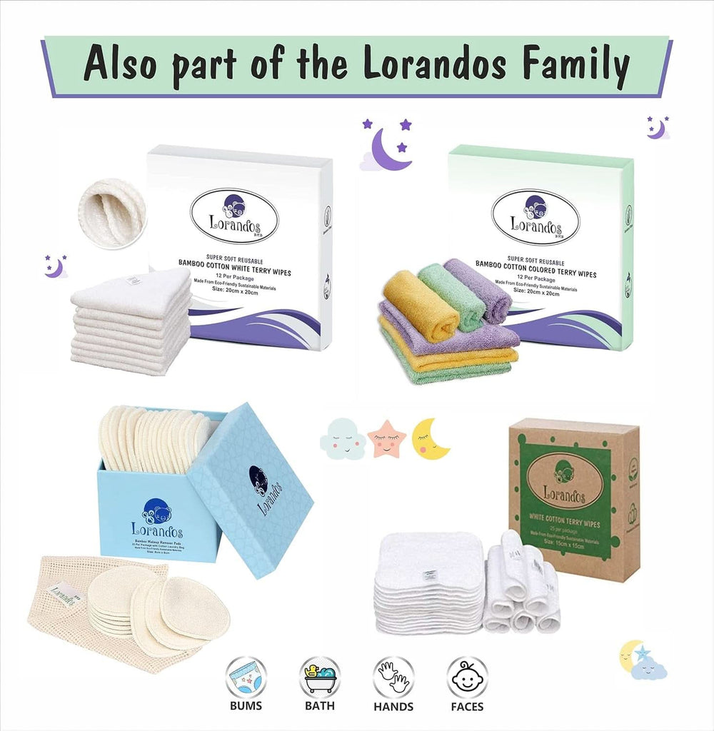 Reusable wipes for children 100% Terry cotton (25 pack - 15X15Cm - white) unscented, washable, ultra soft and super absorbent Mother and Child Naty Shop