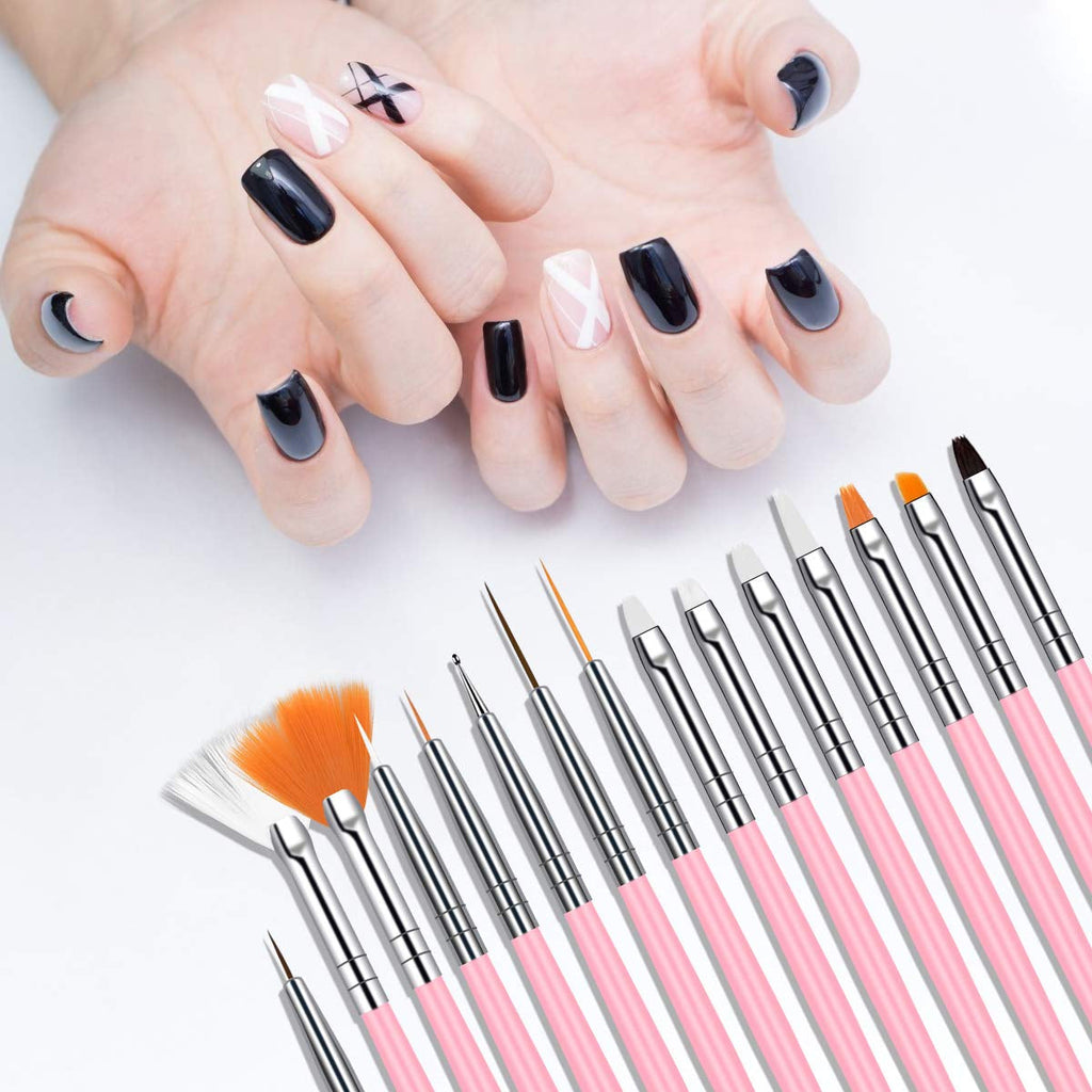 URAQT 20 Stück Nagel Pinsel Set, Nageldesign-Stifte Brush, Acryl Nagel Kunst Pinsel, Nagelbürste Professionell Malerei Pen Für Gelnägel Uv-Gel Nageldesign Nail Art