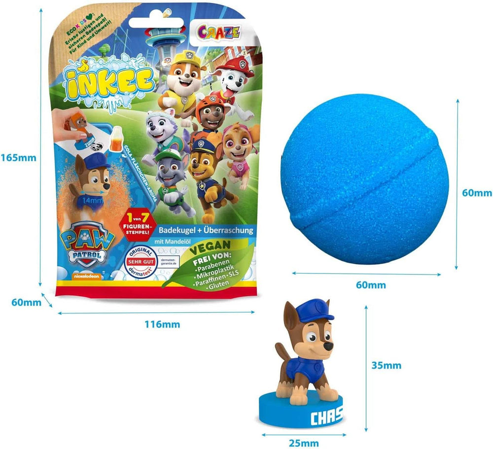 INKEE SURPRISE PAW PATROL, Bath bomb for children with surprise, cola flavor, foam effect, 80 grams Shower and bath Naty Shop