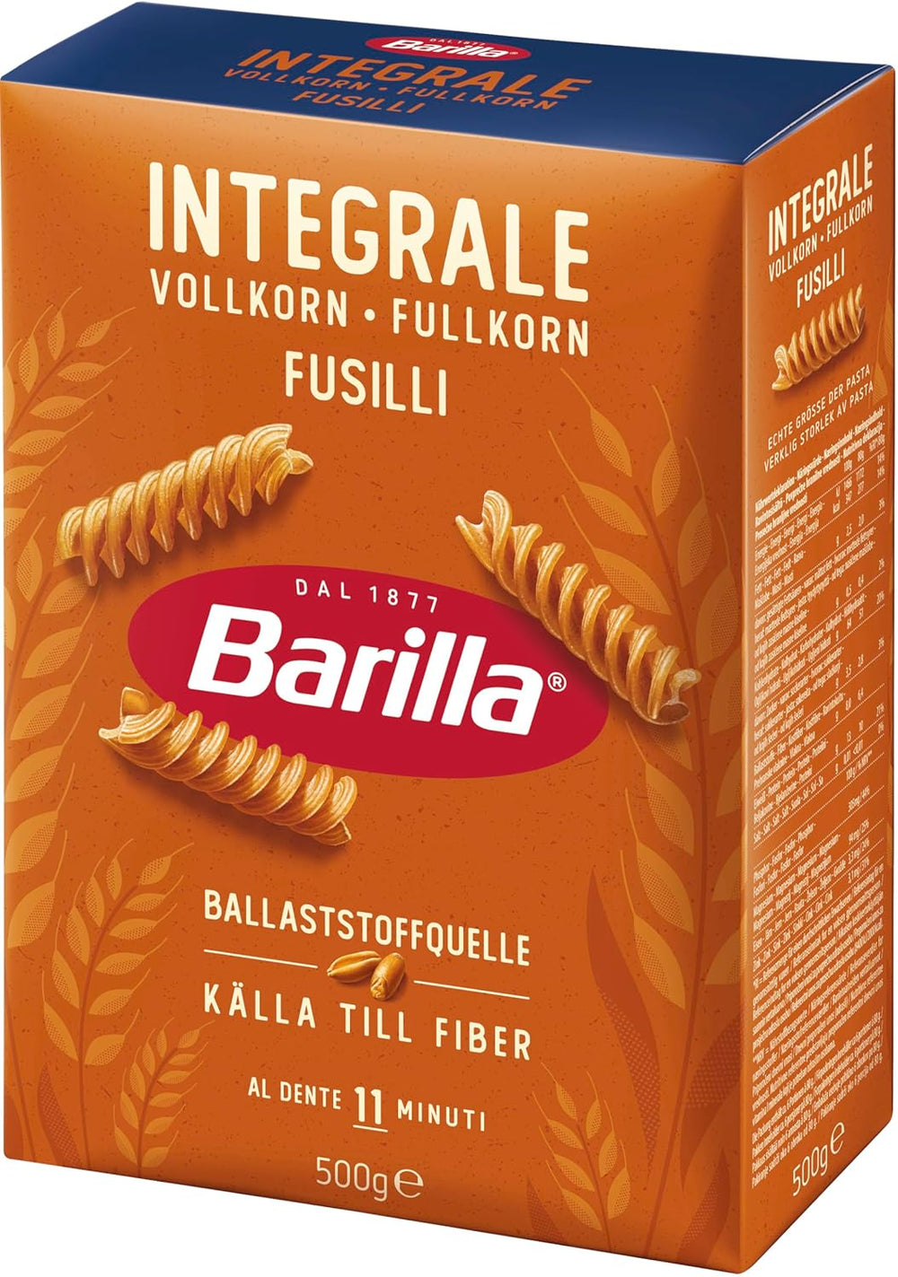 Barilla Pasta Integrale Fusilli – Semolina pasta with natural fibers, 500 g