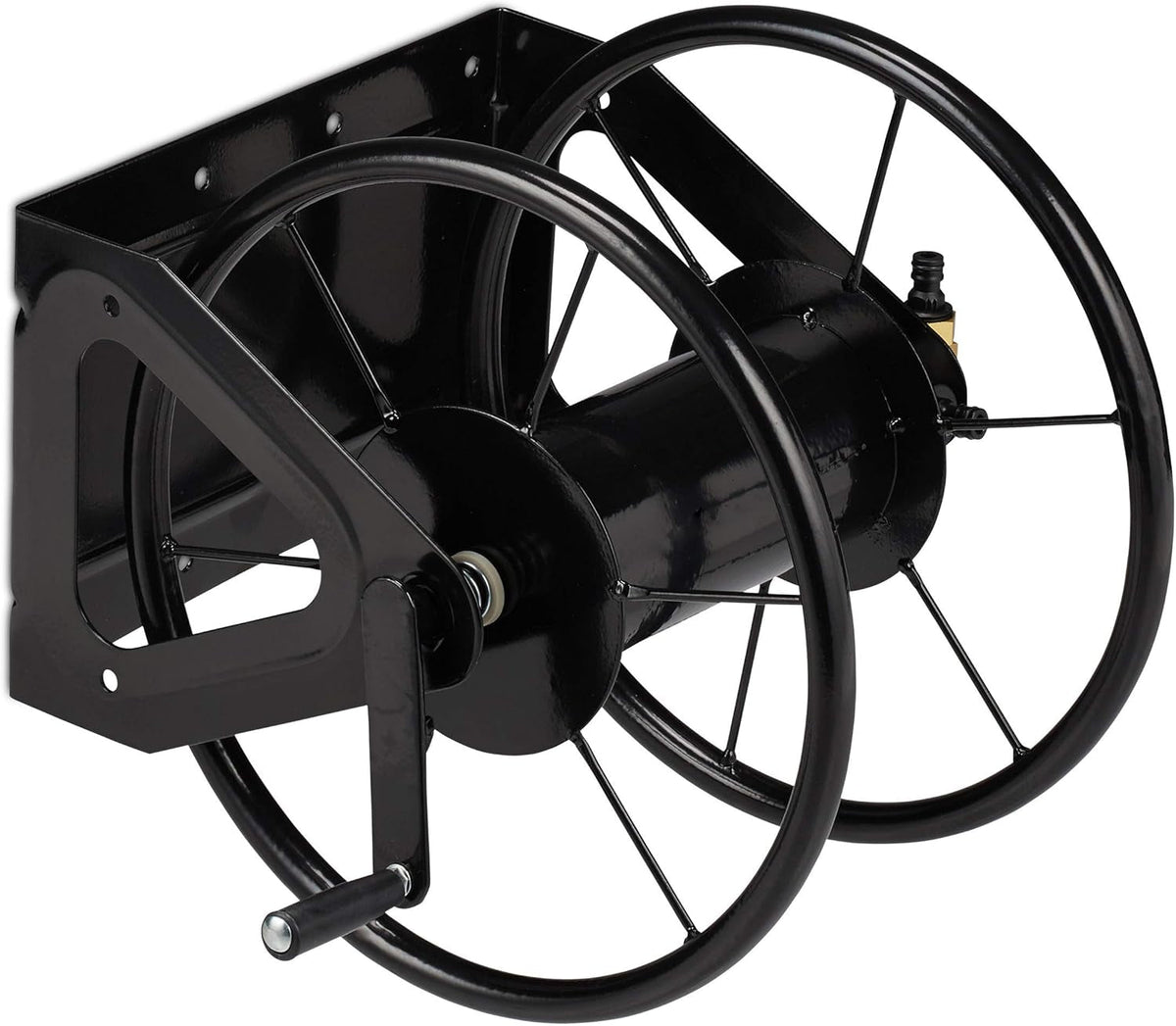 Tambur furtun Relaxdays, tambur furtun cu manivelă, pentru furtun de 60 m, oțel, ÎxLxA: 41,5 x 54 x 45 cm, negru