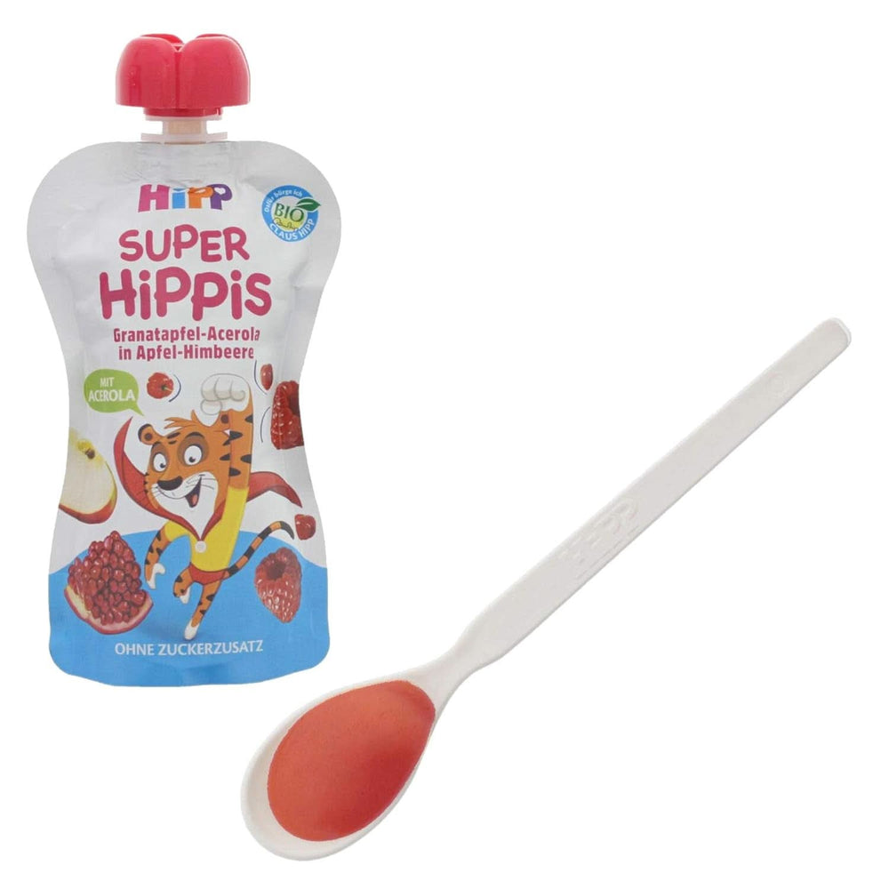 Hipp Super-Hippis squeeze bags, pomegranate acerola in apple-raspberry, 100% organic fruit without added sugar, 6 bags of 100 g Mother and Child Naty Shop
