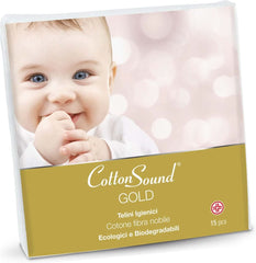 GOLD BABY Sanitary Napkins, Pack of 15, Children, 100% Hydrophilic Cotton, 40 x 80 cm, Hypoallergenic and Biodegradable, Dermatologically Tested, Made in Italy Baby Wet Wipes Naty Shop