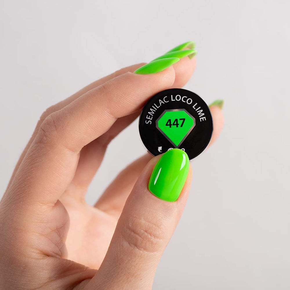 Oja UV Semilac Hybrid 447 Loco Lime 7ml Colecția Neonz