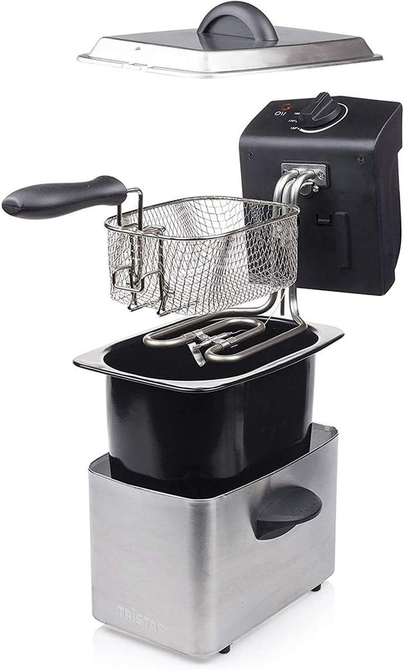 Tristar stainless steel fryer - With 2 liter capacity, cold zone function and adjustable thermostat up to 190°C, FR-6919, silver Appliances Naty Shop