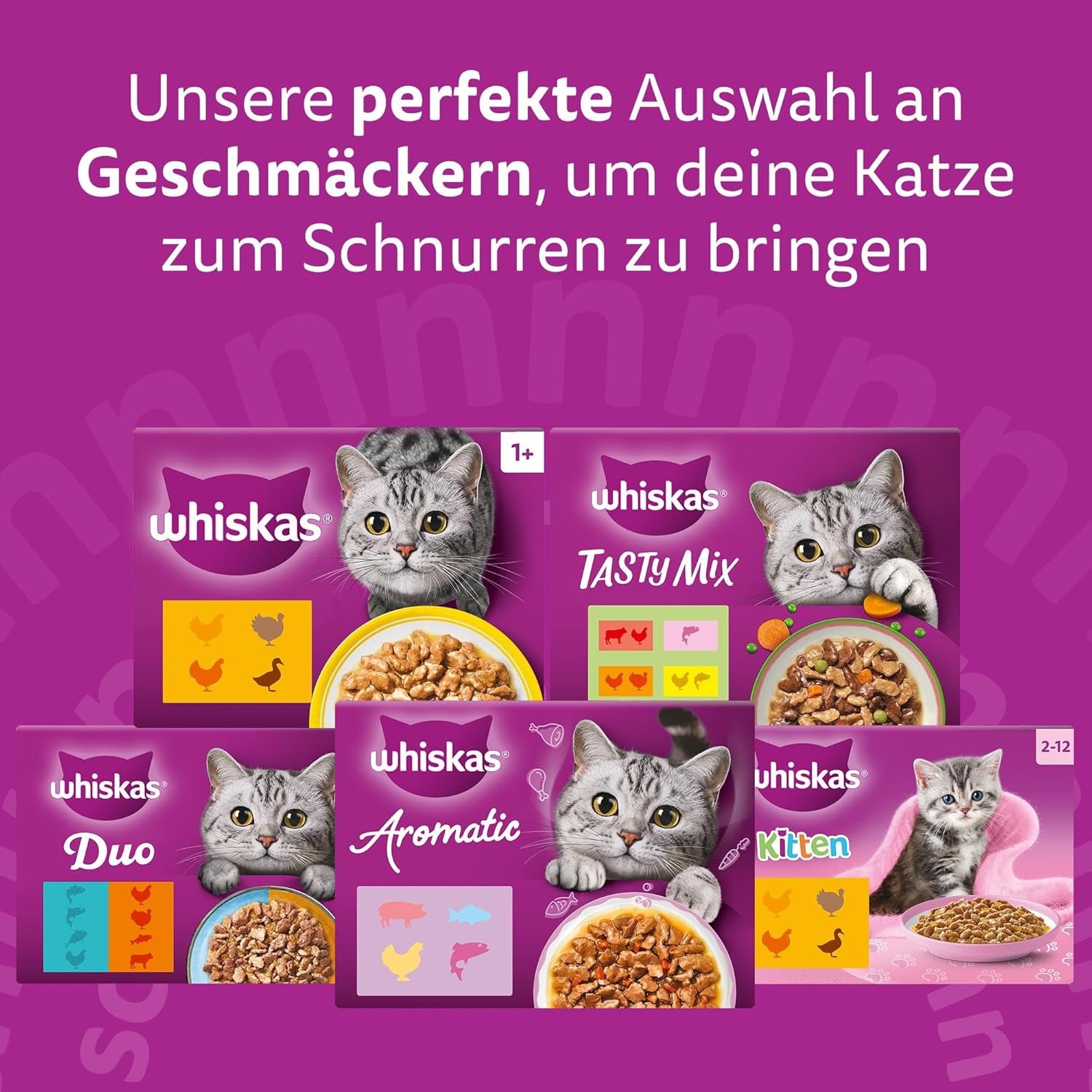 Hrană umedă Whiskas Adult 1+ Colecția Tasty Mix Country în sos, 84 pliculețe, 84 x 85g (1 pachet vrac) – Hrană umedă de înaltă calitate pentru pisici adulte