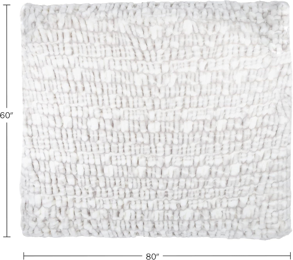 Lavish Home Oversized Gerüschte Faux Fur Blanket, 152.4 X 203.2 Cm, Jacquard Faux Fur, Queen Size Throw for Beds and Sofas, Gray Beds and Blankets Lavish Home