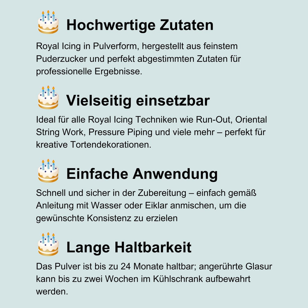 Cake Company Royal Icing 1 pachet (1 x 1000 g) I Amestec uscat pentru decorarea torturilor de cea mai bună calitate I Pentru glazură și linii fine I Fără gluten I Perfect pentru prăjituri și cupcakes Pasta de zahar Naty Shop