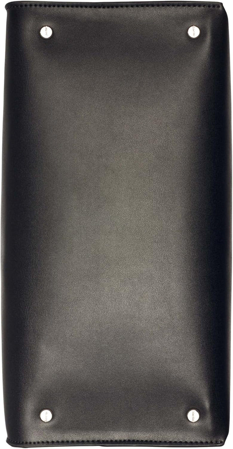 Calvin Klein Ladies Turn Lock Satchel - 2 în 1, piele vegană, 3 buzunare Becky Turnlock Geantă de umăr, negru/argintiu Genti Femei Naty Shop