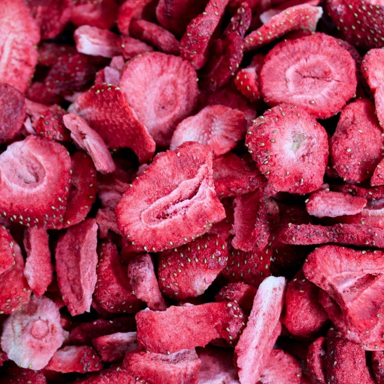 Căpșuni liofilizate 150g - Felii de căpșuni liofilizate - Fructe uscate liofilizate - Fructe de căpșuni uscate - Perfect pentru coacere, decorare, gustări, muesli, deserturi Produse deshidratate Naty Shop