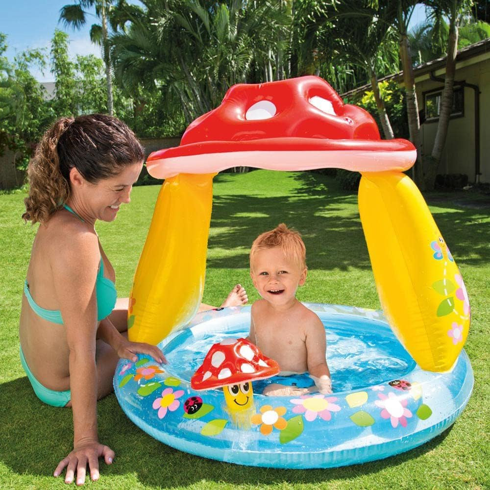 Intex 57114 NP - Inflatable pool for babies, mushroom type, vinyl, multicolor, 102x89 ​​cm