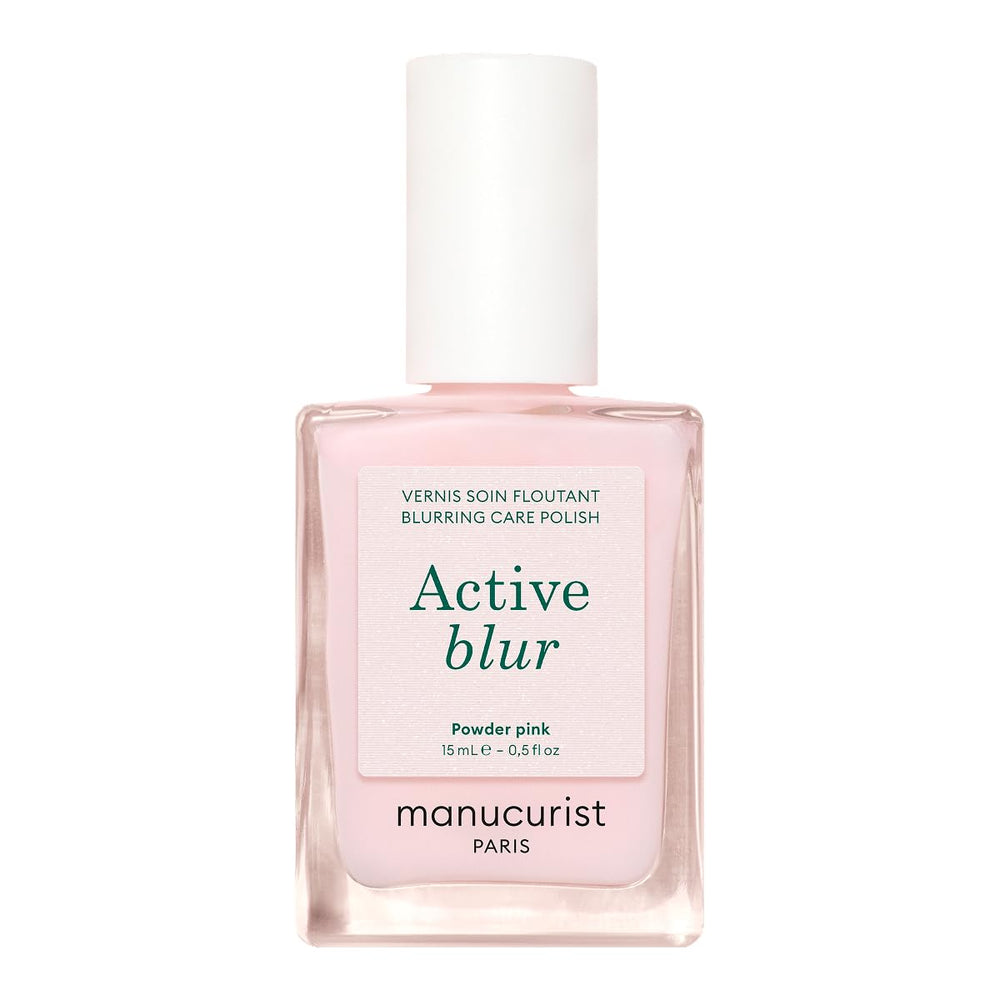 MANUCUIST Nail Care Repair Active Glow Raspberry (Pink) Bio-Based: Sweet Almond, Raspberry, Nourishing and Glossy Nail Polish, Transparent Pink Effect - Nude Nail Polish