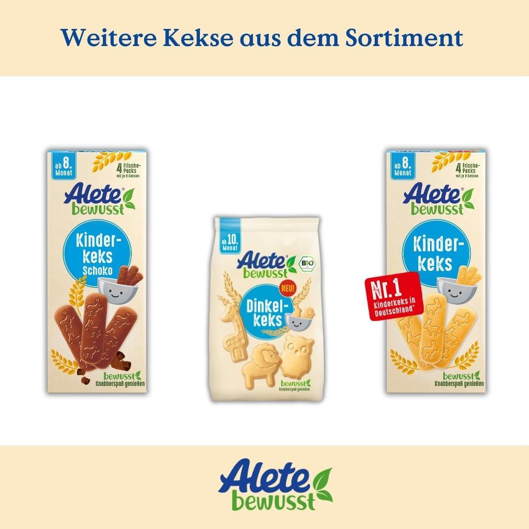 Alete Conscious Baby Biscuits, 8 Months+, Wheat Butter Biscuits for Babies, Conveniently Packed Small Snack Biscuits, Perfect for On-the-Go & In-Time, 1 x 180g (Pack of 2)