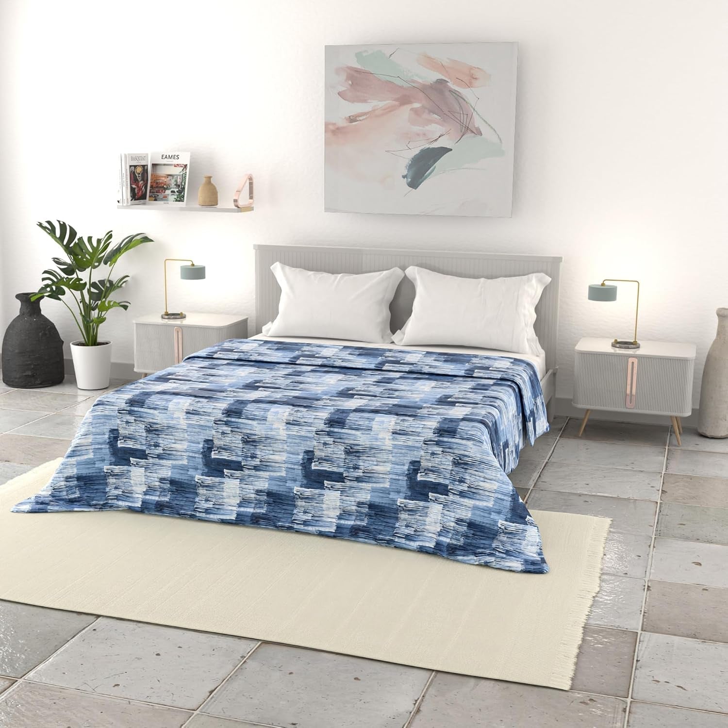 Italian bed linen basic summer quilt, printed microfibre, 250X240Cm, circle Duvets and quilts Naty Shop Dye 250X240Cm