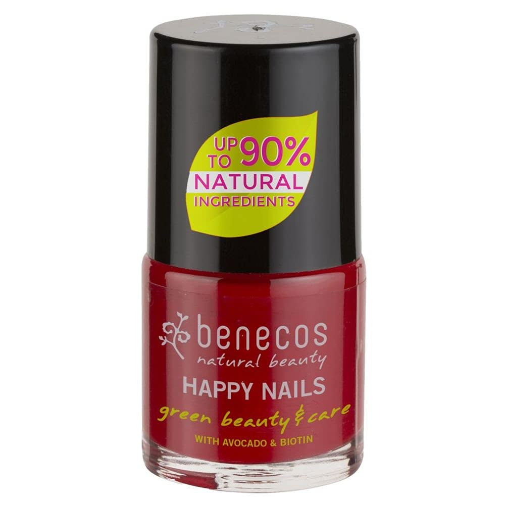 Benecos 20-Free vegan nail polish, vintage red - herbal nail polish - fast drying and long lasting - water permeable - enriched with biotin - 5ml
