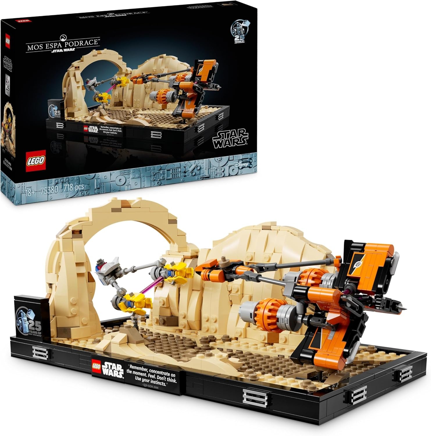 LEGO Star Wars Pod Race in Mos Espa - Diorama, Set pentru adulți, Kit model Amenințarea întunecată, include Podracerul lui Anakin Skywalker, piesă de colecție, cadouri pentru bărbați și femei 75380 Seturi de constructie Besuche den LEGO-Store Singur
