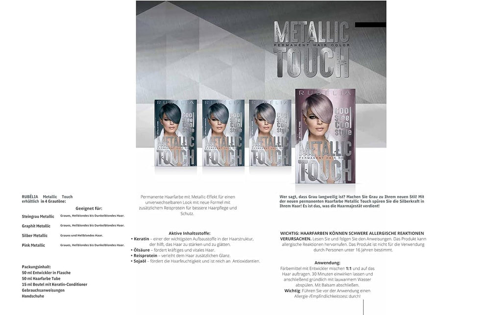 Vopsea de păr permanentă Metallic Touch - Metallic Silver, 1 pachet - 115 ml Vopsea pentru par Naty Shop