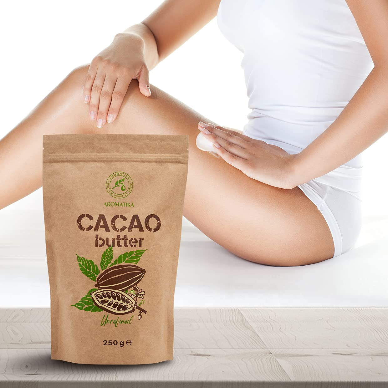 Kakaobutter - 250g - Theobroma Cacao - Roh Cacaobutter - Kakao Butter in Stücken - Kaltgepresst - Unraffiniert - Rein und Natürlich - für Speisen und Hautpflege - Cacao Butter