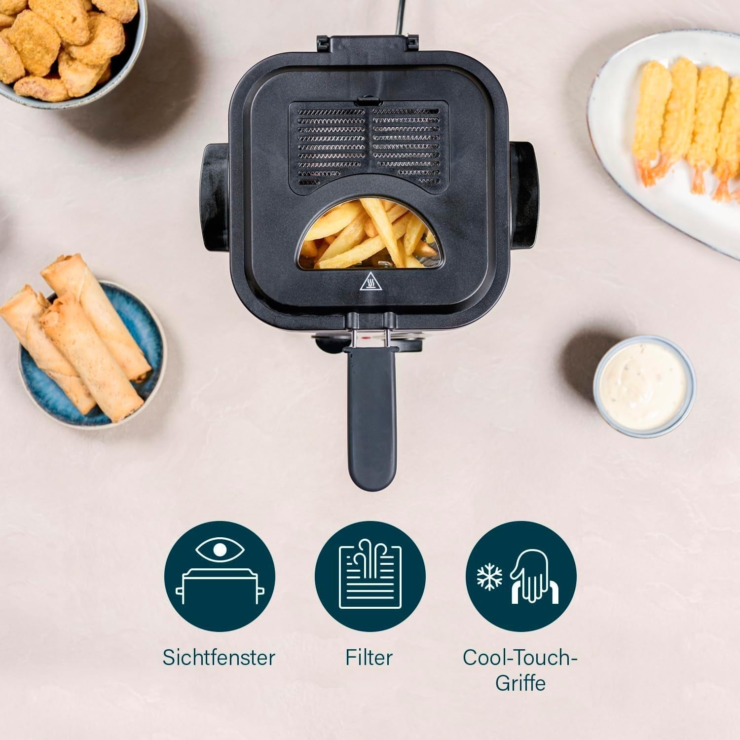 Princess 182611 Mini Fondue Fryer - Fast Heating - Odor Filter - 1.2 Liter Capacity, Silver Home Appliances Naty Shop