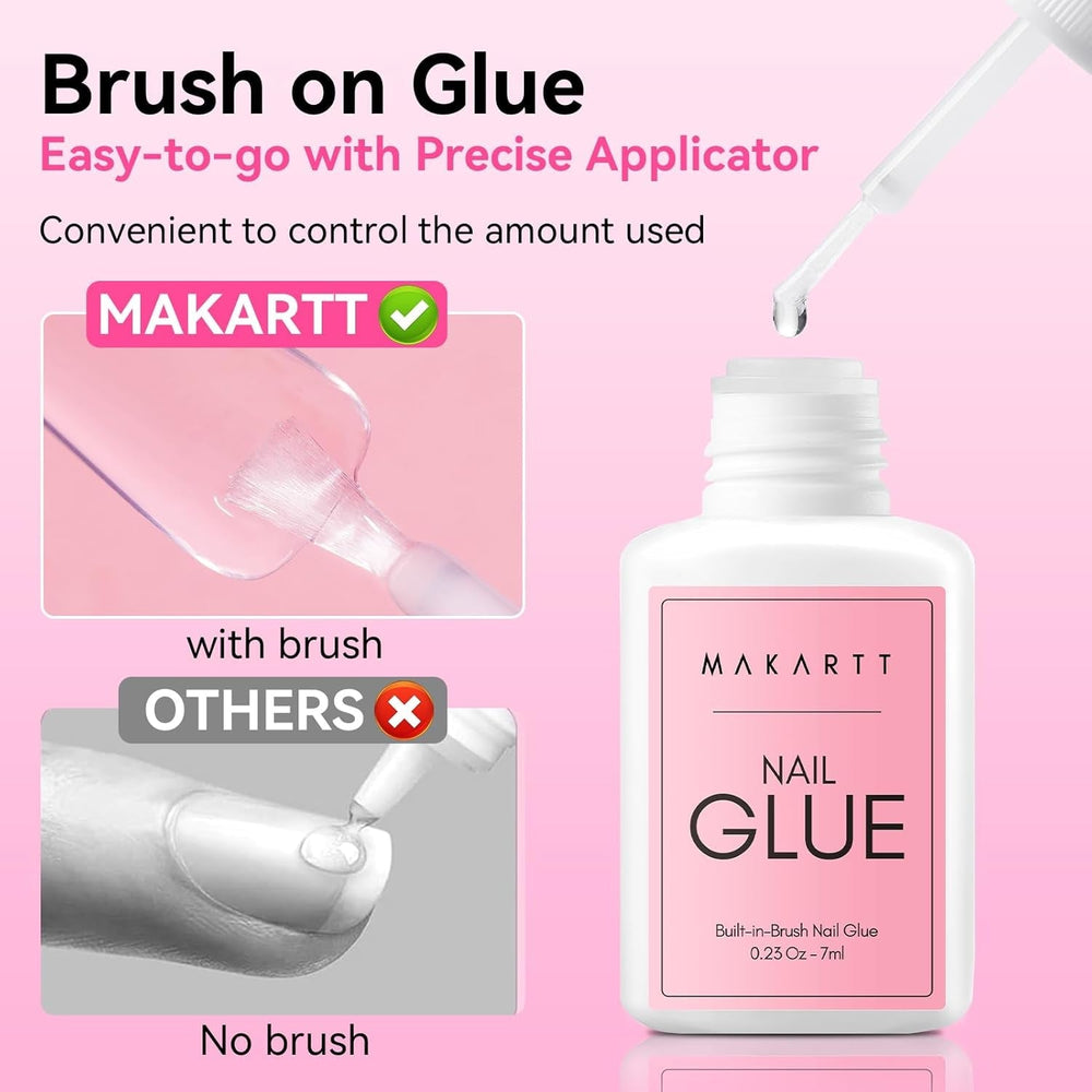 Lipici de unghii Makartt extra puternic pentru unghii artificiale, uscare rapidă în 5 secunde, lipici acrilic pentru vârfuri de unghii sau unghii reparate, nu necesită întărire cu lampa UV, 7 ml