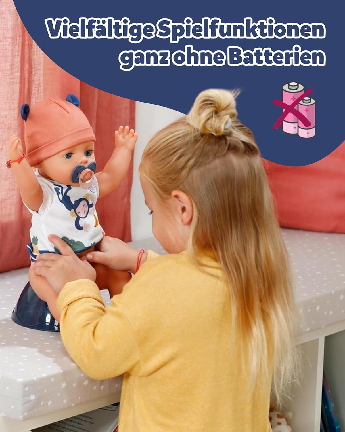 Păpușă Baby Born Emma în stil junglă - 43 cm - 10 funcții, inclusiv accesorii și salopă în culori unisex - Funcționează fără baterii - Potrivită pentru copii cu vârsta de 3 ani și peste