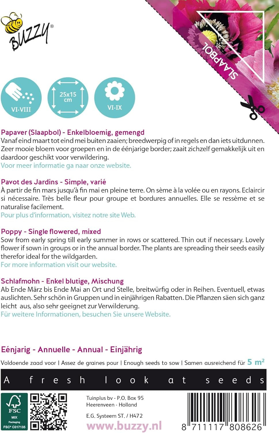 Poppy flowers Buzzy Mix of Somniferum poppies